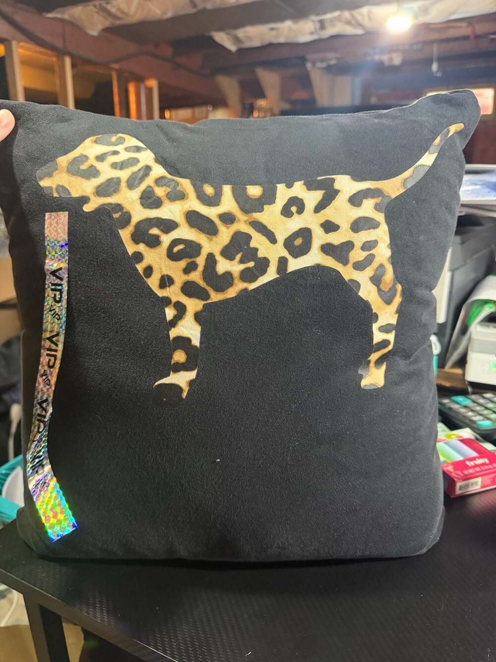 Victoria's Secret PINK Leopard Dog Logo Decorative Throw Pillow